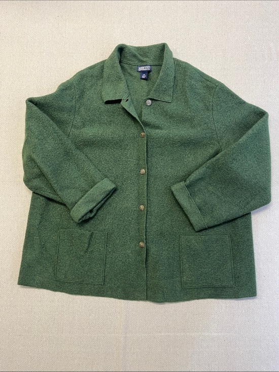 Lands' End Jackets & Blazers - Lands’ End 100% Wool Green Button Front Jacket 24W Plus